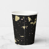 Mat Goud en Roos Gouden Vlokken Zwart Papieren Bekers (Rechts)