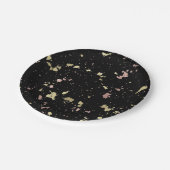 Mat Goud en Roos Gouden Vlokken Zwart Papieren Bordje (Gekanteld)