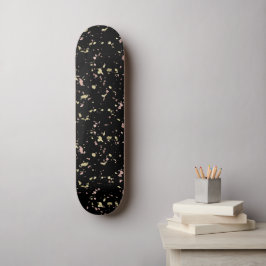 Mat Goud en Roos Gouden Vlokken Zwart Persoonlijk Skateboard