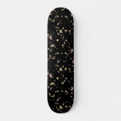 Mat Goud en Roos Gouden Vlokken Zwart Persoonlijk Skateboard (Voorkant)