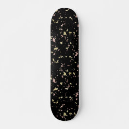 Mat Goud en Roos Gouden Vlokken Zwart Persoonlijk Skateboard