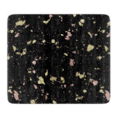 Mat Goud en Roos Gouden Vlokken Zwart Snijplank (Voorkant)