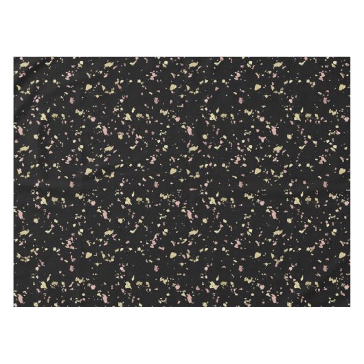 Mat Goud en Roos Gouden Vlokken Zwart Tafelkleed (Voorkant (Horizontaal))