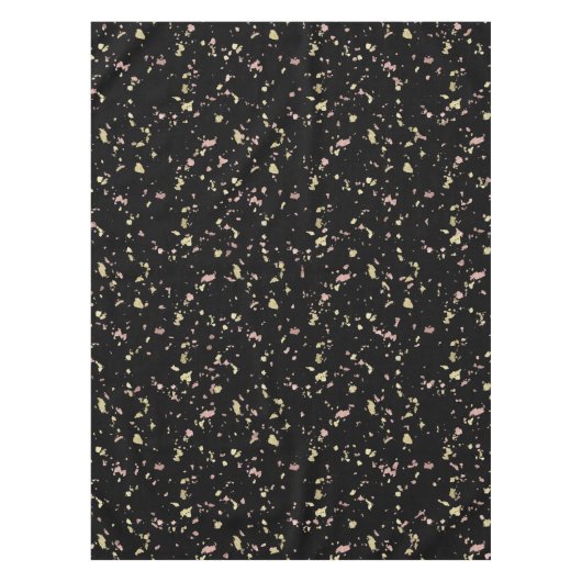 Mat Goud en Roos Gouden Vlokken Zwart Tafelkleed (Voorkant)