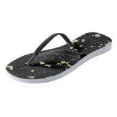 Mat Goud en Roos Gouden Vlokken Zwart Teenslippers (Schuin)