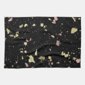 Mat Goud en Roos Gouden Vlokken Zwart Theedoek (Horizontaal)