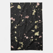 Mat Goud en Roos Gouden Vlokken Zwart Theedoek (Verticaal)