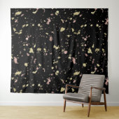 Mat Goud en Roos Gouden Vlokken Zwart Wandkleed (In Situ (horizontaal))