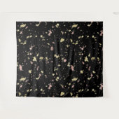 Mat Goud en Roos Gouden Vlokken Zwart Wandkleed (Voorkant (horizontaal))