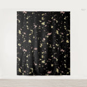 Mat Goud en Roos Gouden Vlokken Zwart Wandkleed (Voorkant)