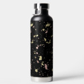 Mat Goud en Roos Gouden Vlokken Zwart Waterfles (Rechts)