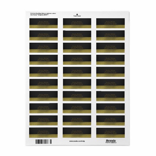 Mat Goud Modern Glam Sequins Chique uitnodiging Etiket (Full Sheet)