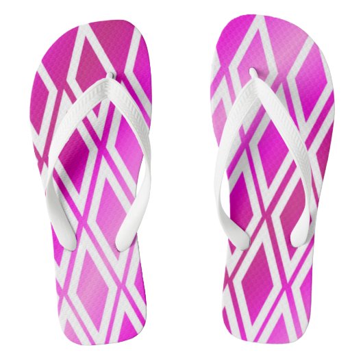 Mat roze wit diamantpatroon teenslippers (Voetbed)