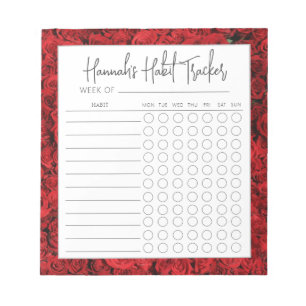 Mat Turkey Rozen Minimal Script Habit Tracker Notitieblok