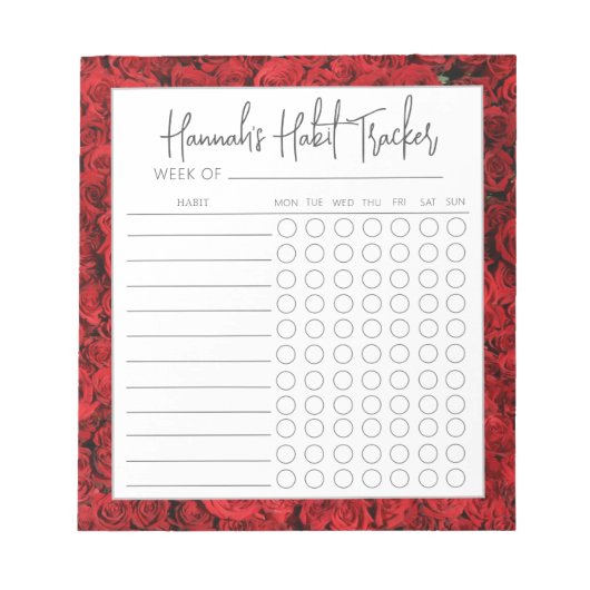 Mat Turkey Rozen Minimal Script Habit Tracker Notitieblok (Voorkant)