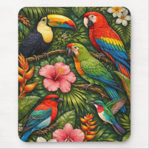Mat voor tropische kleurrijke vogels Retro Toekan Muismat