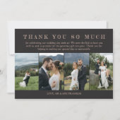 mat zwart bruiloft foto's geschetst lettertype dan bedankkaart (Voorkant)