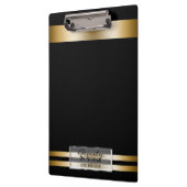 Mat Zwart Goud Glans Elegant Glam Gepersonaliseerd Klembord (Links)