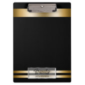Mat Zwart Goud Glans Elegant Glam Gepersonaliseerd Klembord (Voorkant)