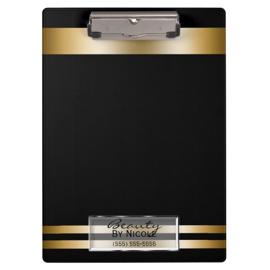 Mat Zwart Goud Glans Elegant Glam Gepersonaliseerd Klembord (Voorkant)