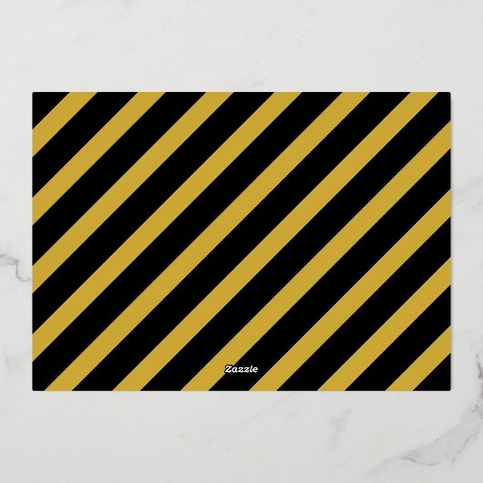 Mat Zwart & Goud Modern Retro Kerst Foto Folie Feestdagenkaart (Achterkant)