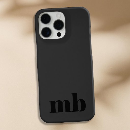 Mat Zwart Minimalistisch Modern Initiaal Monogram Case-Mate iPhone Case