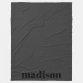 Mat Zwart Modern Monogram Gepersonaliseerde naam Fleece Deken (Voorkant)
