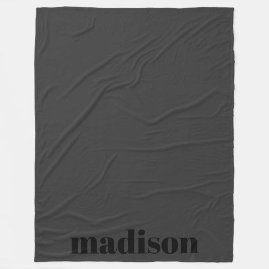 Mat Zwart Modern Monogram Gepersonaliseerde naam Fleece Deken (Voorkant)