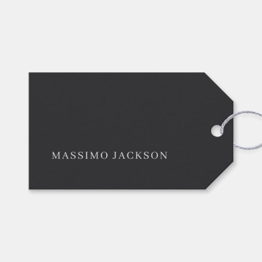 Mat Zwart Professioneel Eenvoudig Modern Eerlijk Cadeaulabel (Voorkant (Horizontaal))