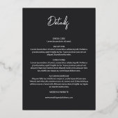 Mat Zwart Wit Goud Typografie 2 in 1 Bruiloft Folie Uitnodiging (Achterkant)