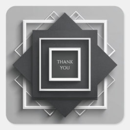 Mat Zwart & Wit Lijst Modern Elegant Huwelijk Vierkante Sticker