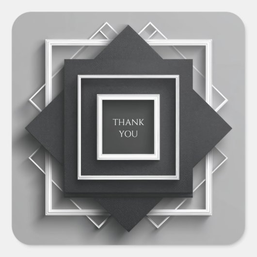 Mat Zwart & Wit Lijst Modern Elegant Huwelijk Vierkante Sticker (Voorkant)