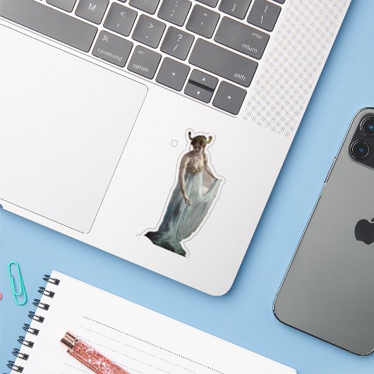 Mata Hari Aufkleber Sticker (Laptop met iPhone)