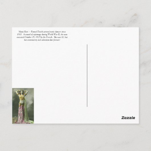 Mata Hari Briefkaart (Achterkant)