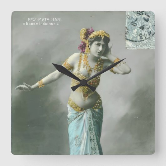  Mata Hari-Briefkaart Vierkante Klok (Voorkant)