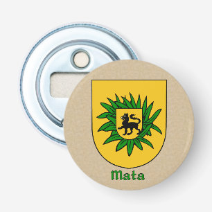 Mata Heraldic Arms op perkament stijl terug Button Flesopener