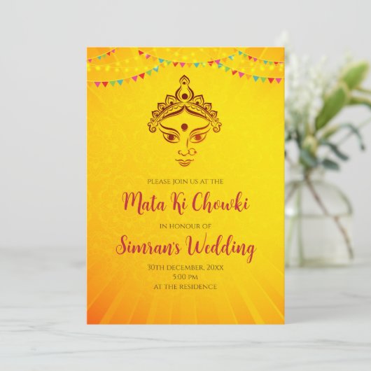 Mata ki Chowki nodigt Mata ka Jagrata uit Kaart (Staand voorkant)