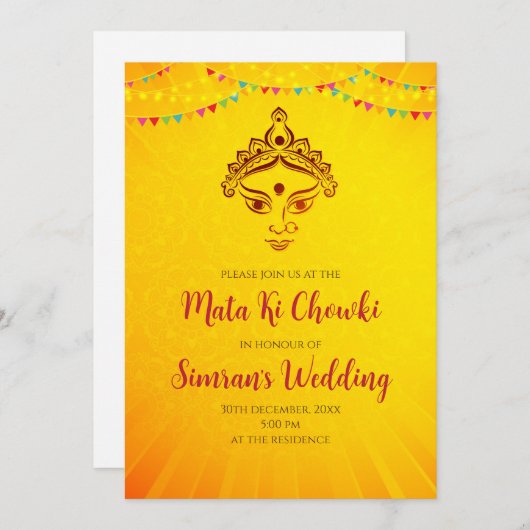 Mata ki Chowki nodigt Mata ka Jagrata uit Kaart (Voorkant / Achterkant)