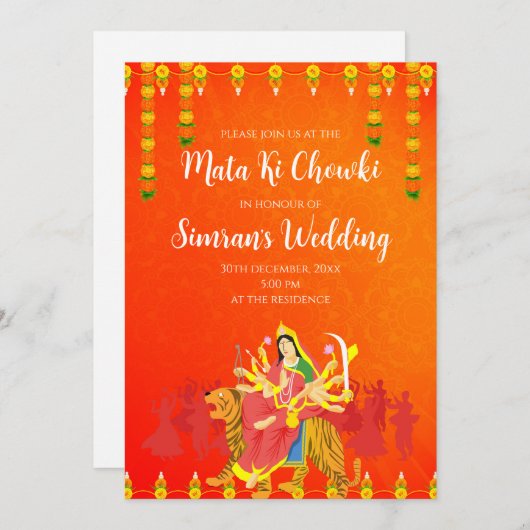 Mata ki Chowki nodigt Mata ka Jagrata uit Kaart (Voorkant / Achterkant)