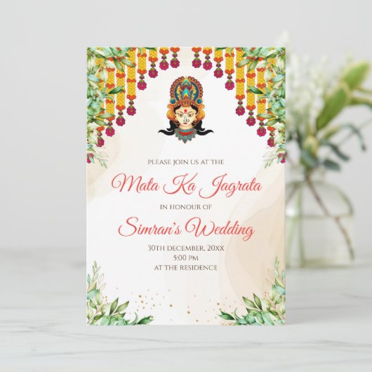 Mata ki Chowki uitnodiging & Mata Rani uitnodiging (Staand voorkant)