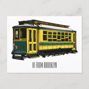 Mata trolley cartoon illustratie briefkaart