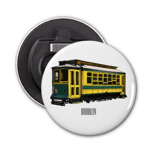 Mata trolley cartoon illustratie button flesopener (Voorkant)