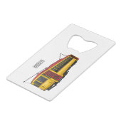 Mata trolley cartoon illustratie creditkaart flessenopener (Voorkant Gekanteld)