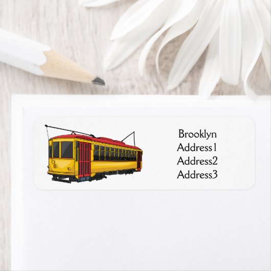 Mata trolley cartoon illustratie etiket (Insitu)