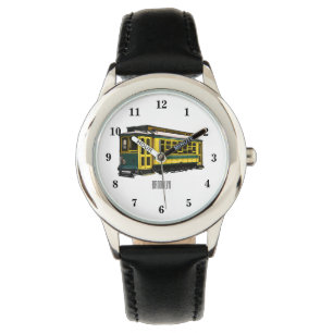 Mata trolley cartoon illustratie horloge