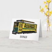 Mata trolley cartoon illustratie kaart (Gele Bloem)