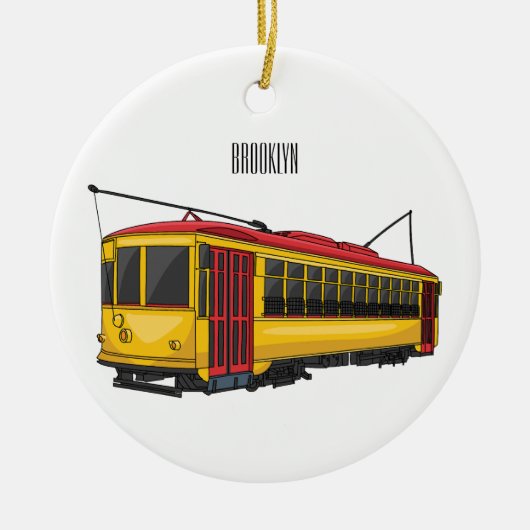 Mata trolley cartoon illustratie keramisch ornament (Voorkant)