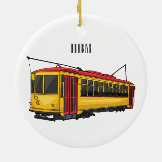 Mata trolley cartoon illustratie keramisch ornament (Achterkant)