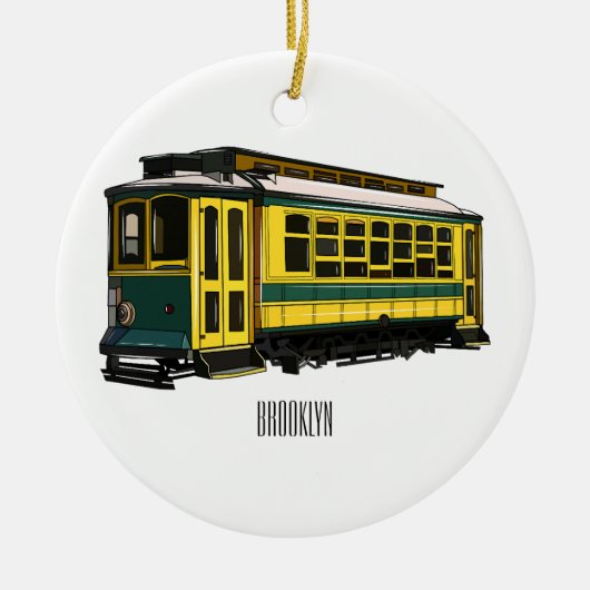 Mata trolley cartoon illustratie keramisch ornament (Voorkant)
