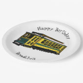 Mata trolley cartoon illustratie papieren bordje (Gekanteld)